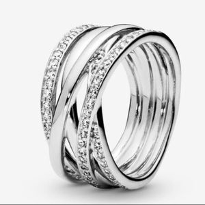 Pandora Sparkling & Polished Lines Ring Size 10